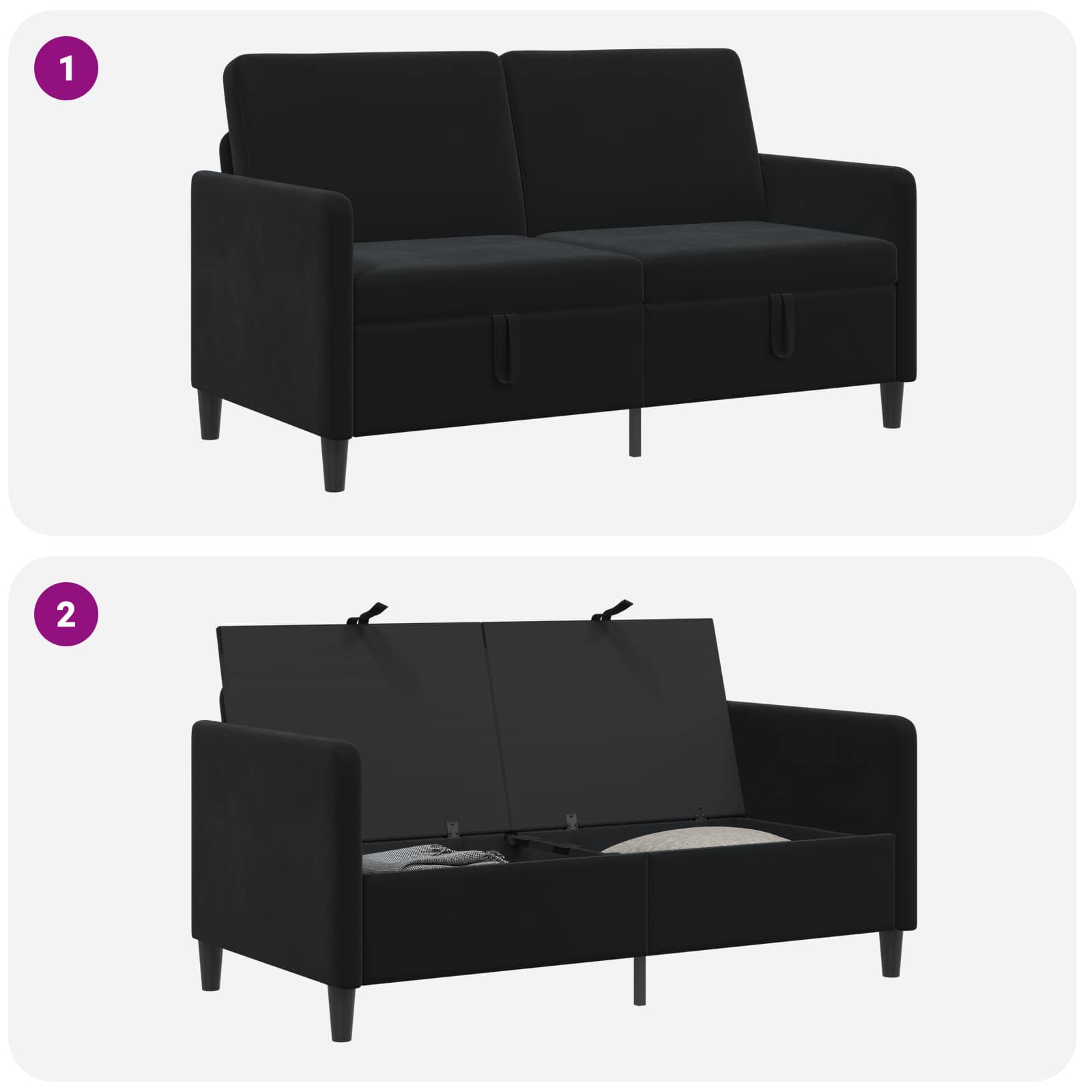 Divano con Storage Nero 152 x 78 x 87 cm Poliestere | homemem39