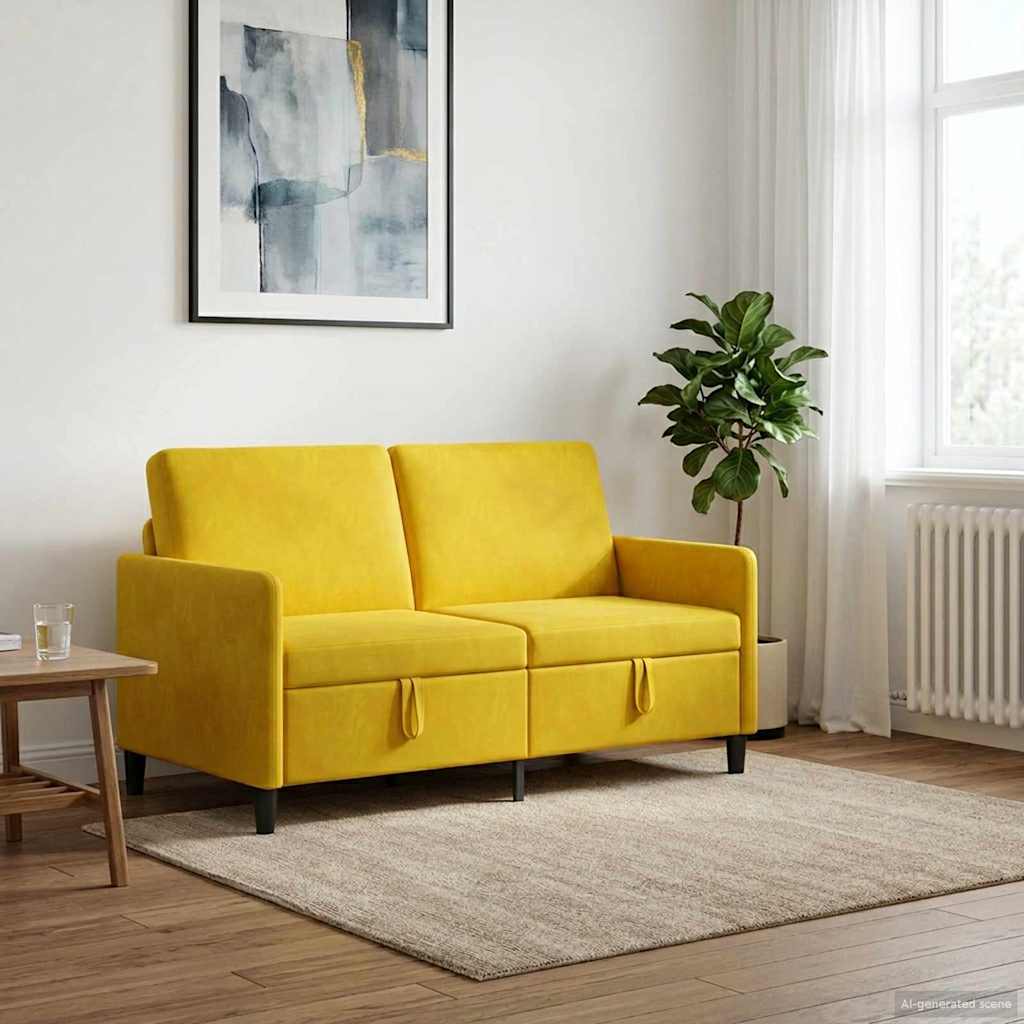 Divano con Storage Giallo 152 x 78 x 87 cm Poliestere | homemem39
