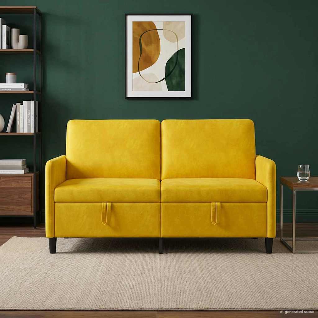 Divano con Storage Giallo 152 x 78 x 87 cm Poliestere