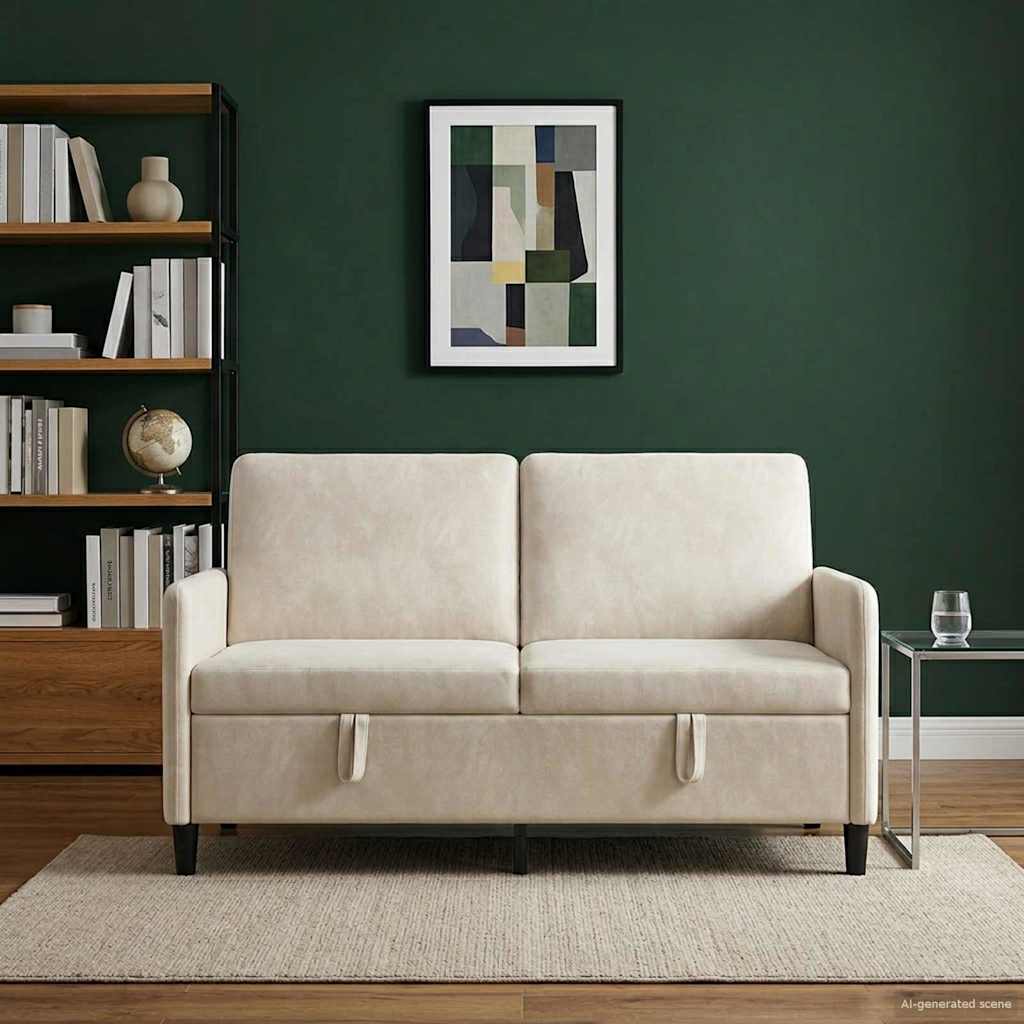 Divano con Storage Crema 152 x 78 x 87 cm Poliestere | homemem39