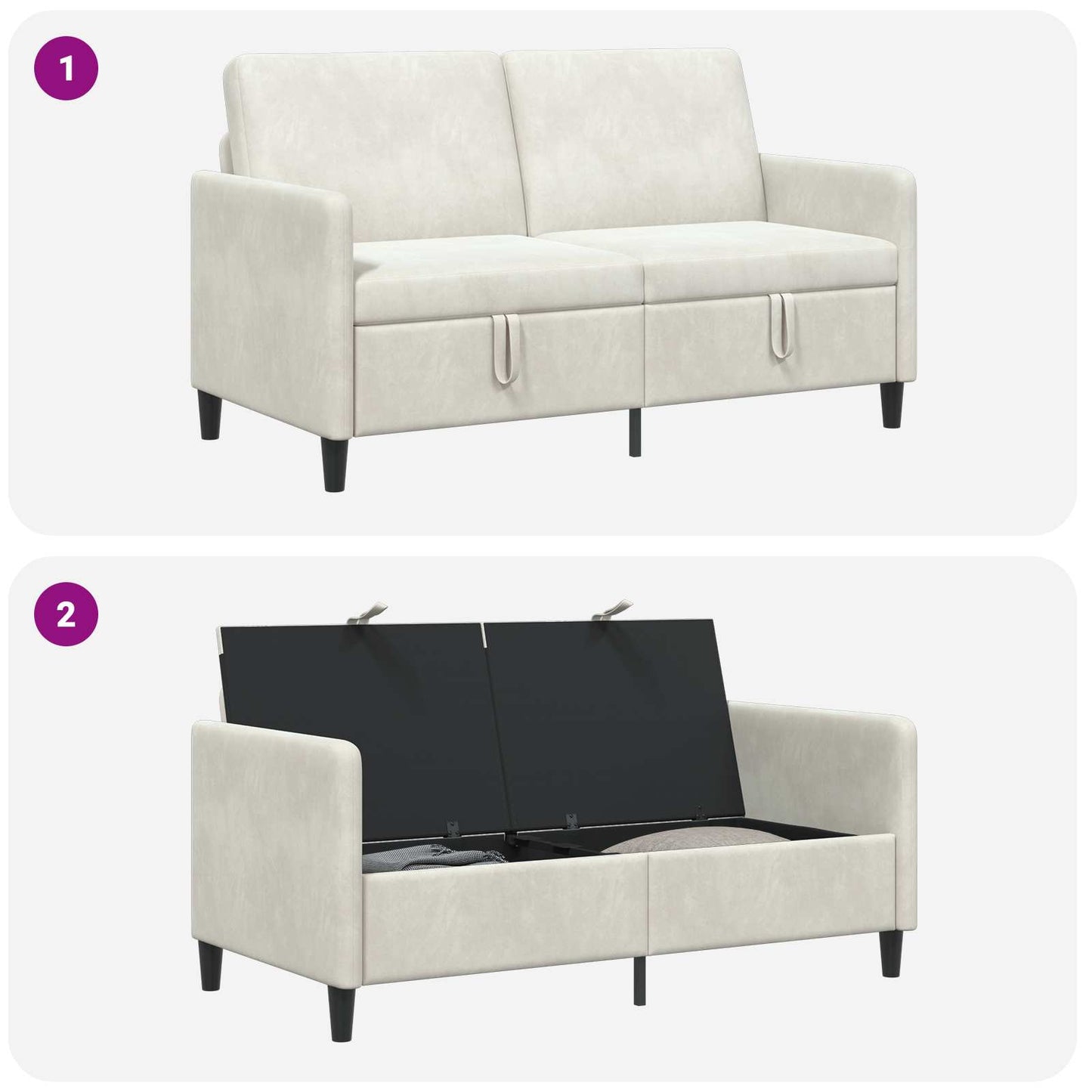 Divano con Storage Crema 152 x 78 x 87 cm Poliestere | homemem39