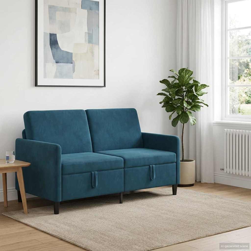 Divano con Storage Blu 152 x 78 x 87 cm Poliestere | homemem39