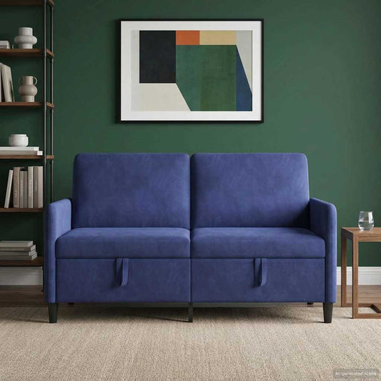 Divano con Storage Blu Polizia 152 x 78 x 87 cm Poliestere