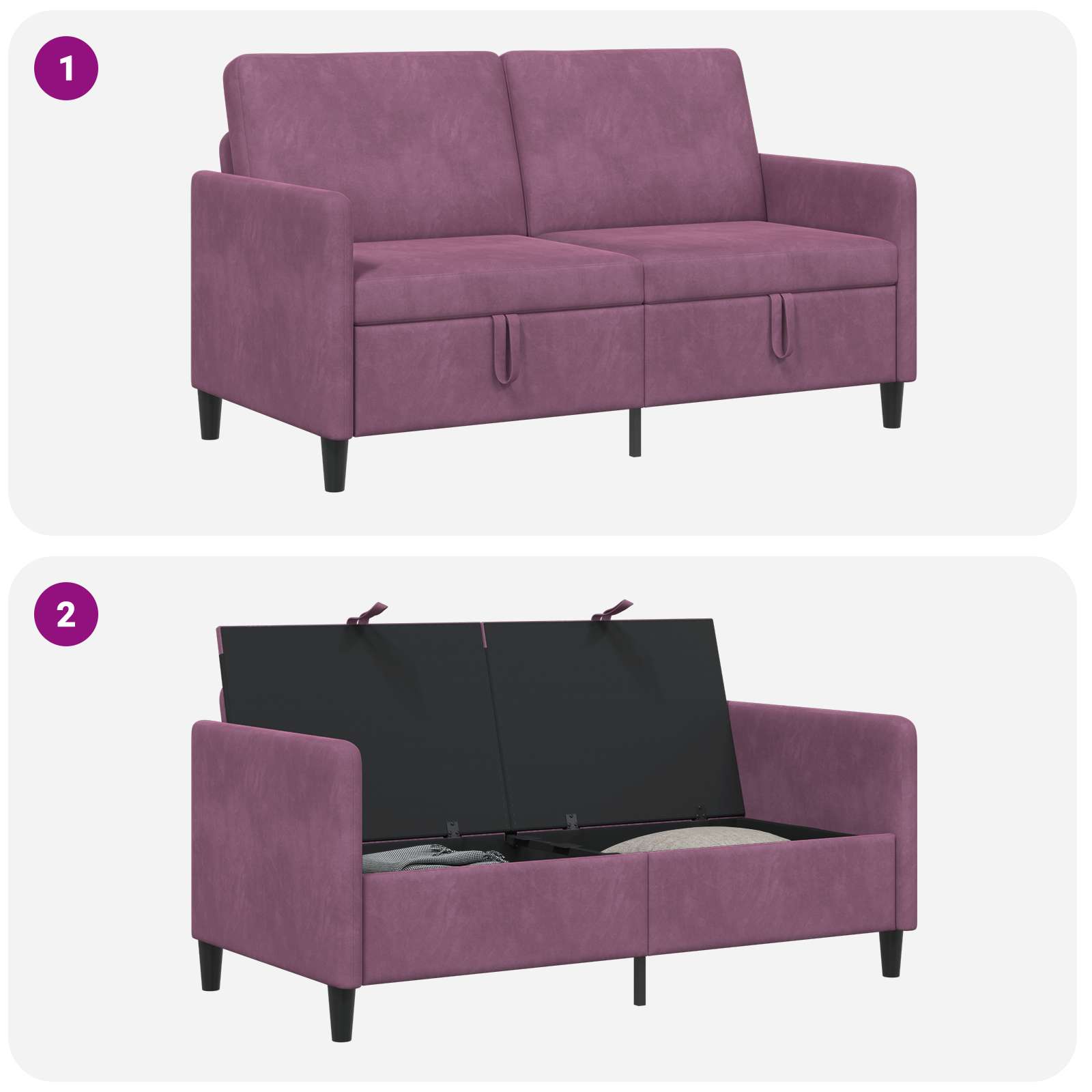 Divano con Storage Viola 152 x 78 x 87 cm Poliestere | homemem39