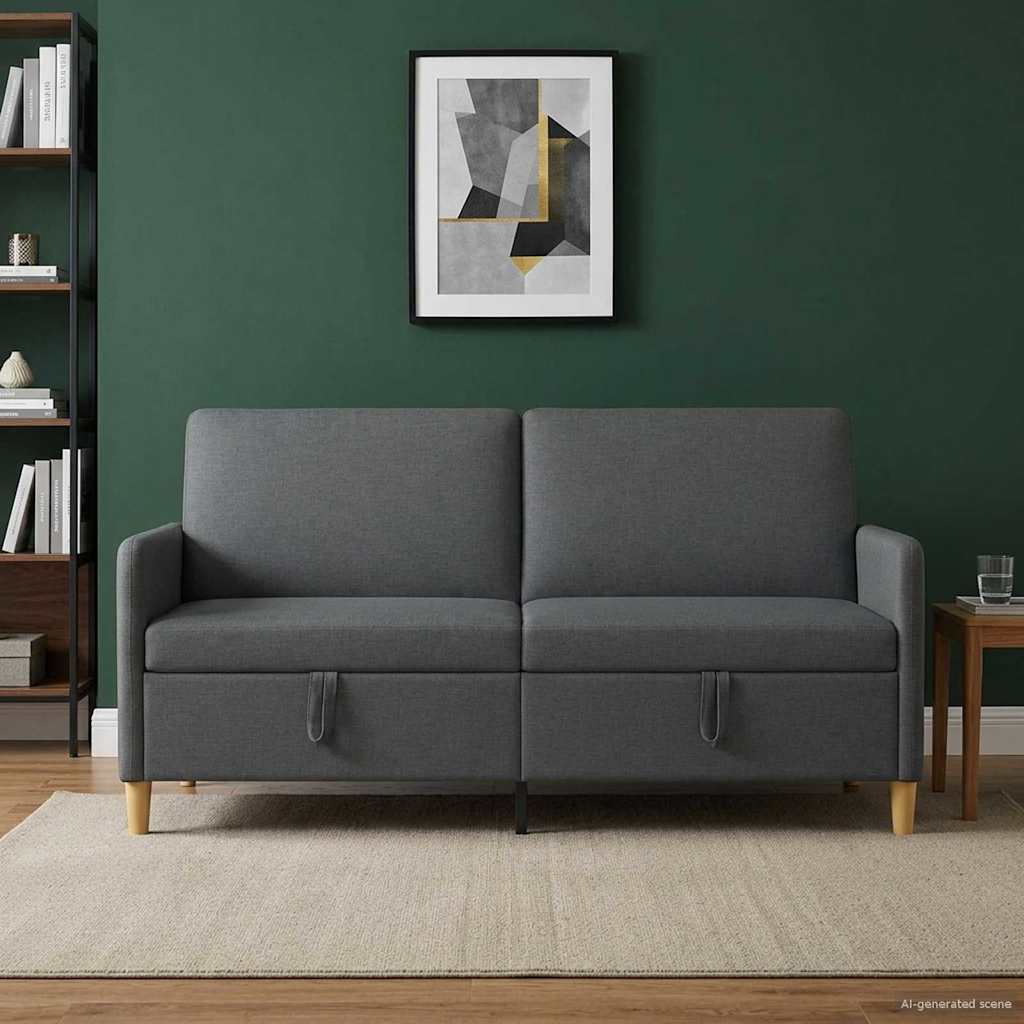 Divano con Storage Grigio Scuro 172 x 78 x 87 cm Poliestere | homemem39