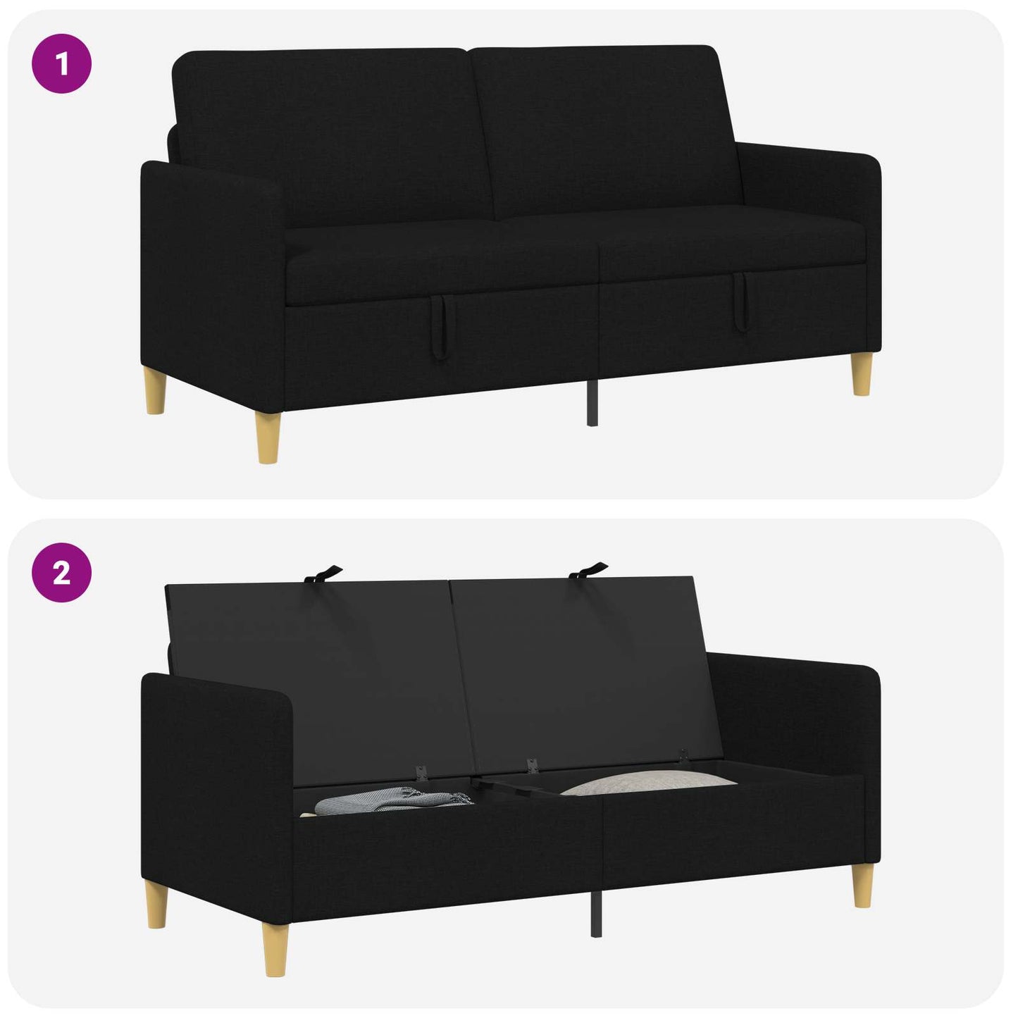 Divano con Storage Nero 172 x 78 x 87 cm Poliestere | homemem39
