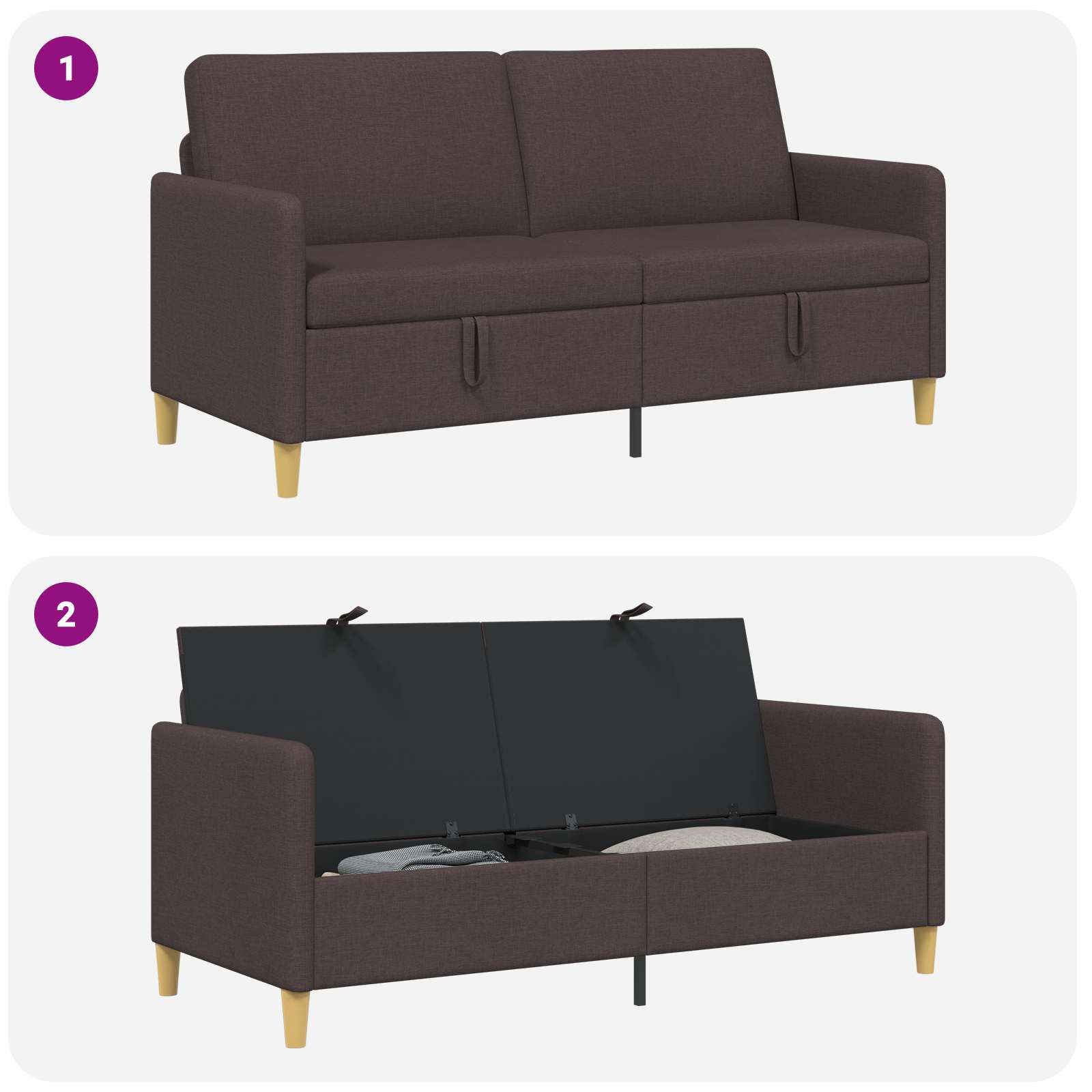 Divano con Storage Marrone Scuro 172 x 78 x 87 cm Poliestere | homemem39