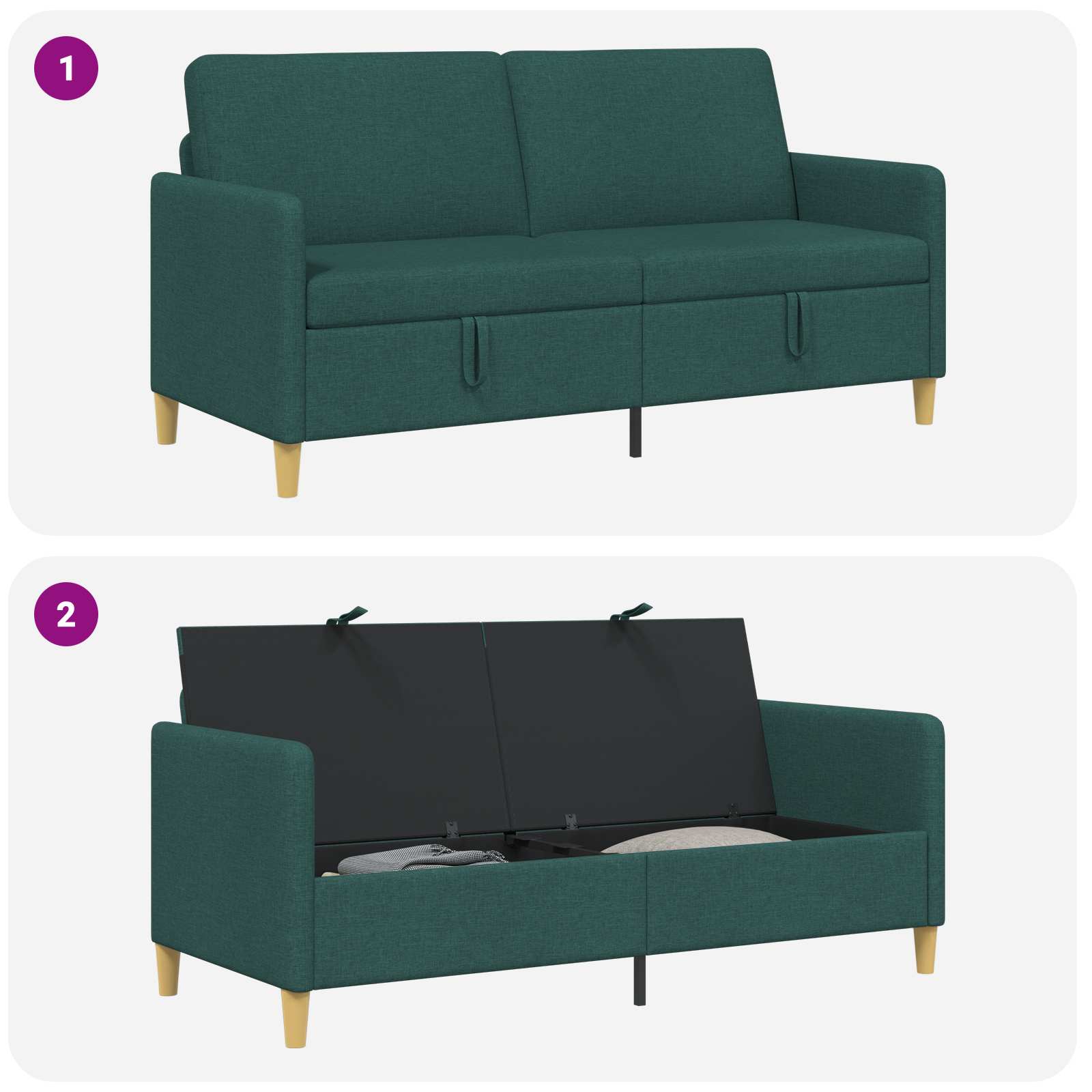 Divano con Storage Verde Scuro 172 x 78 x 87 cm Poliestere | homemem39