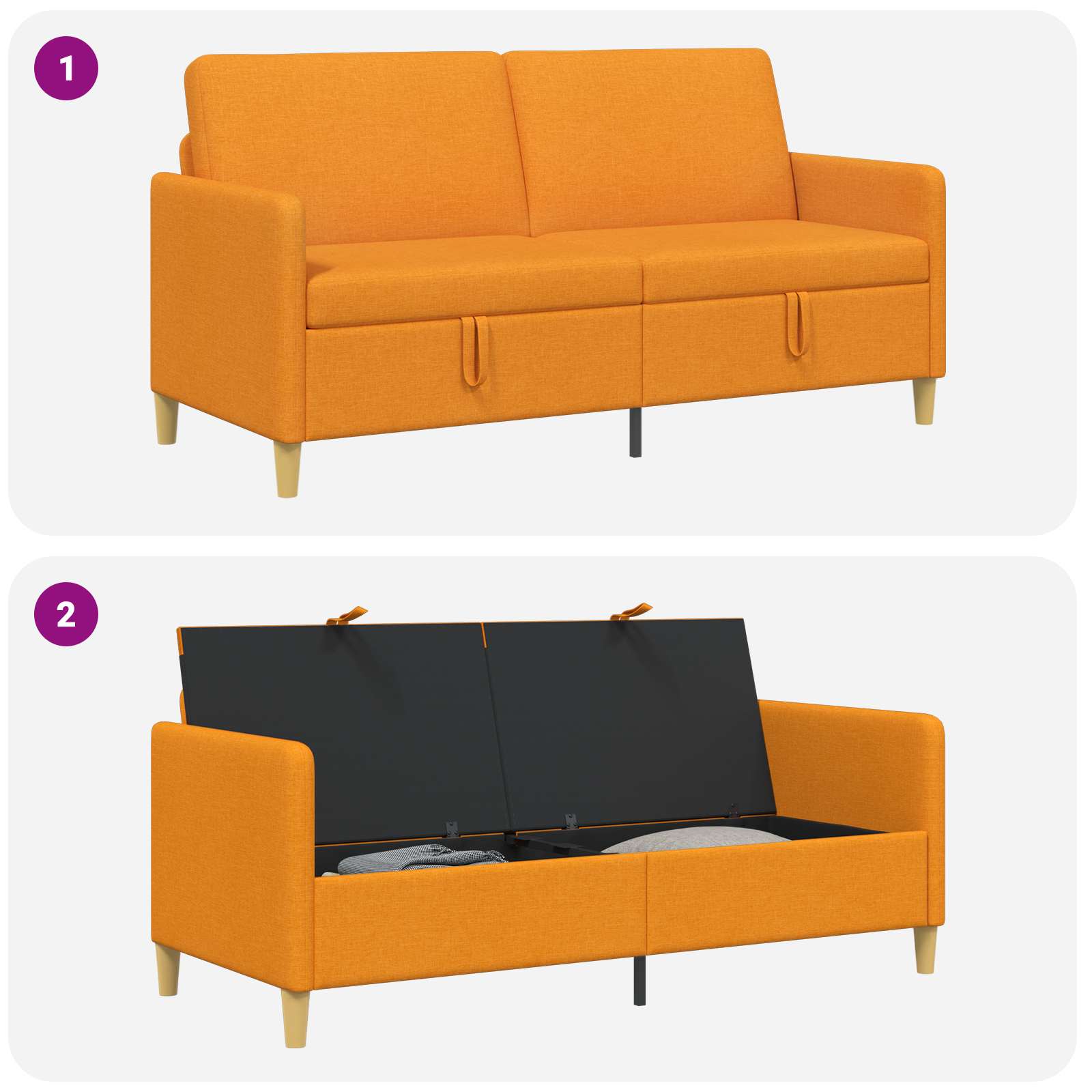 Divano con Storage Giallo Scuro 172 x 78 x 87 cm Poliestere | homemem39
