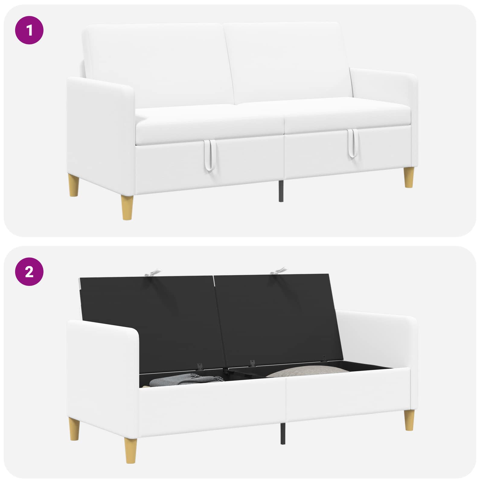 Divano con Storage Bianco 172 x 78 x 87 cm Poliestere | homemem39