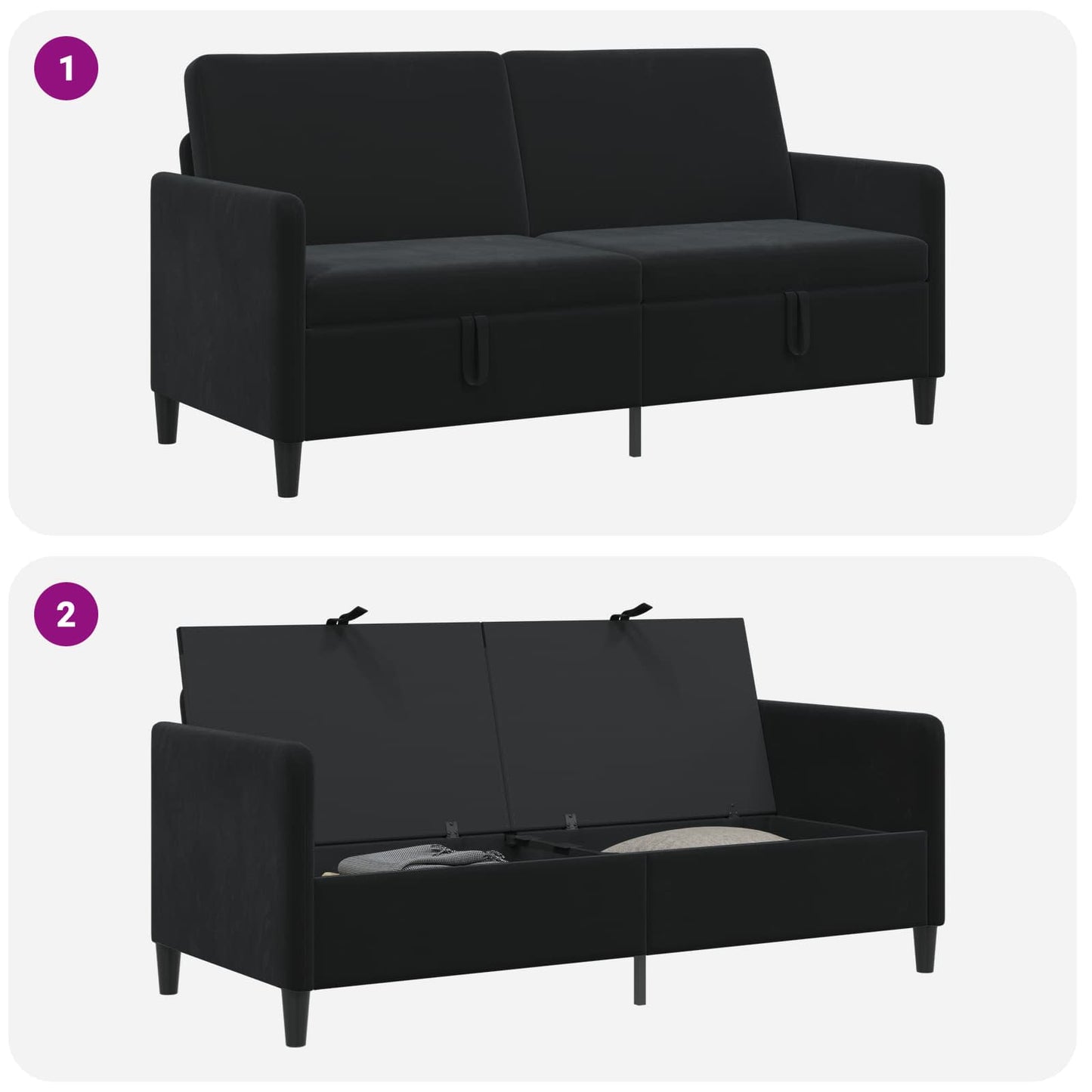 Divano con Storage Nero 172 x 78 x 87 cm Poliestere | homemem39