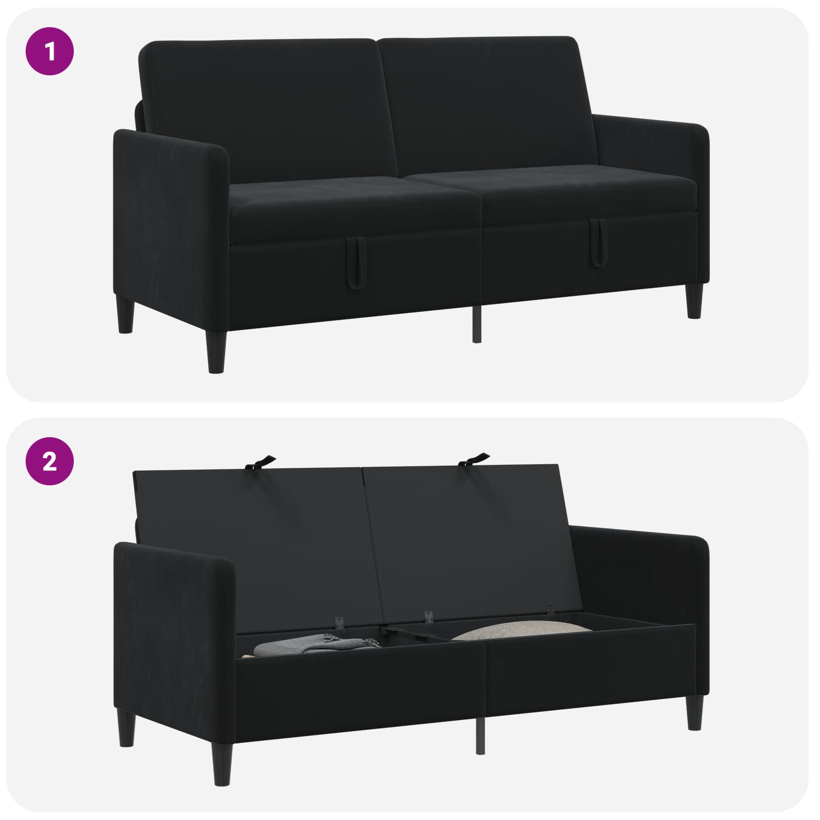 Divano con Storage Nero 172 x 78 x 87 cm Poliestere | homemem39