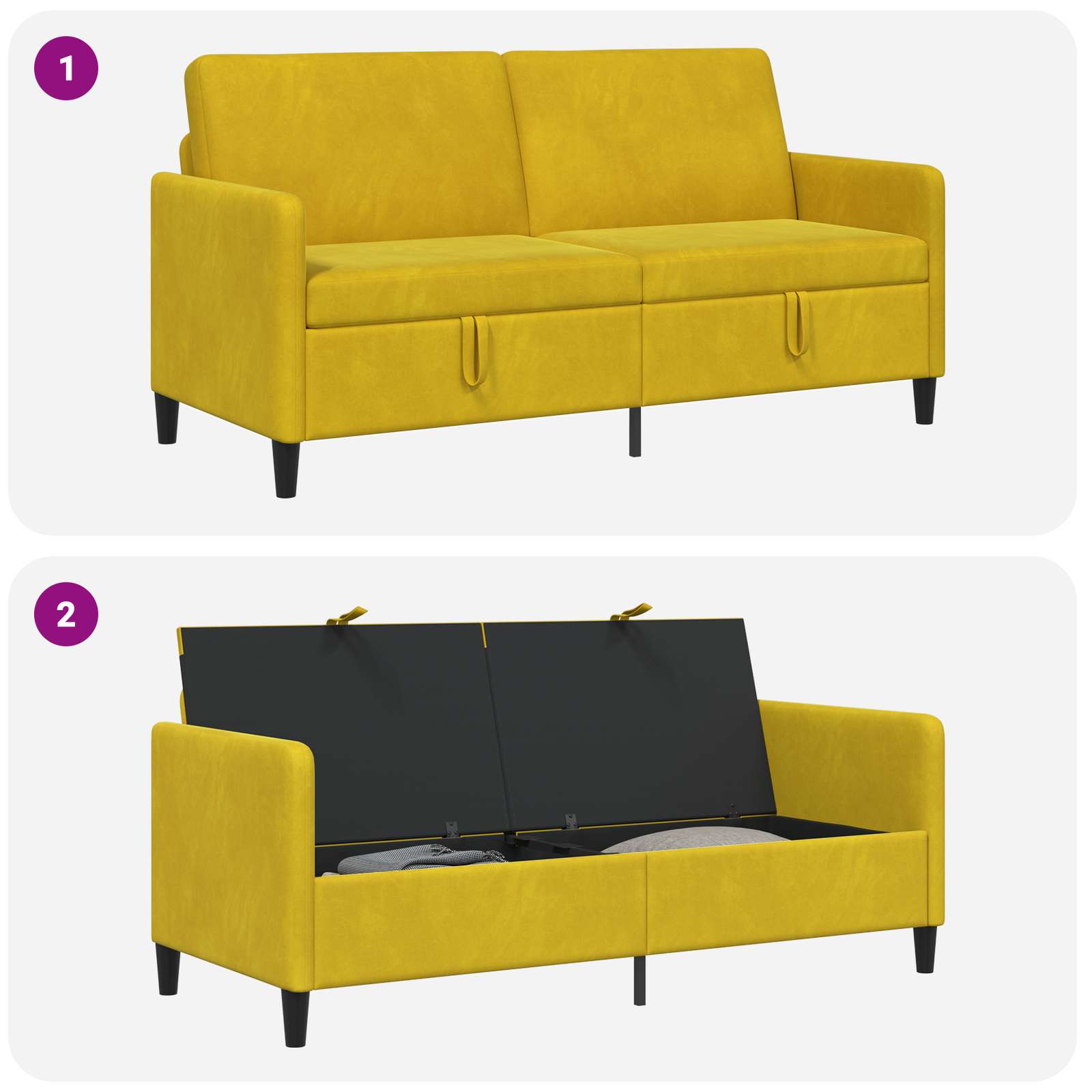 Divano con Storage Giallo 172 x 78 x 87 cm Poliestere | homemem39