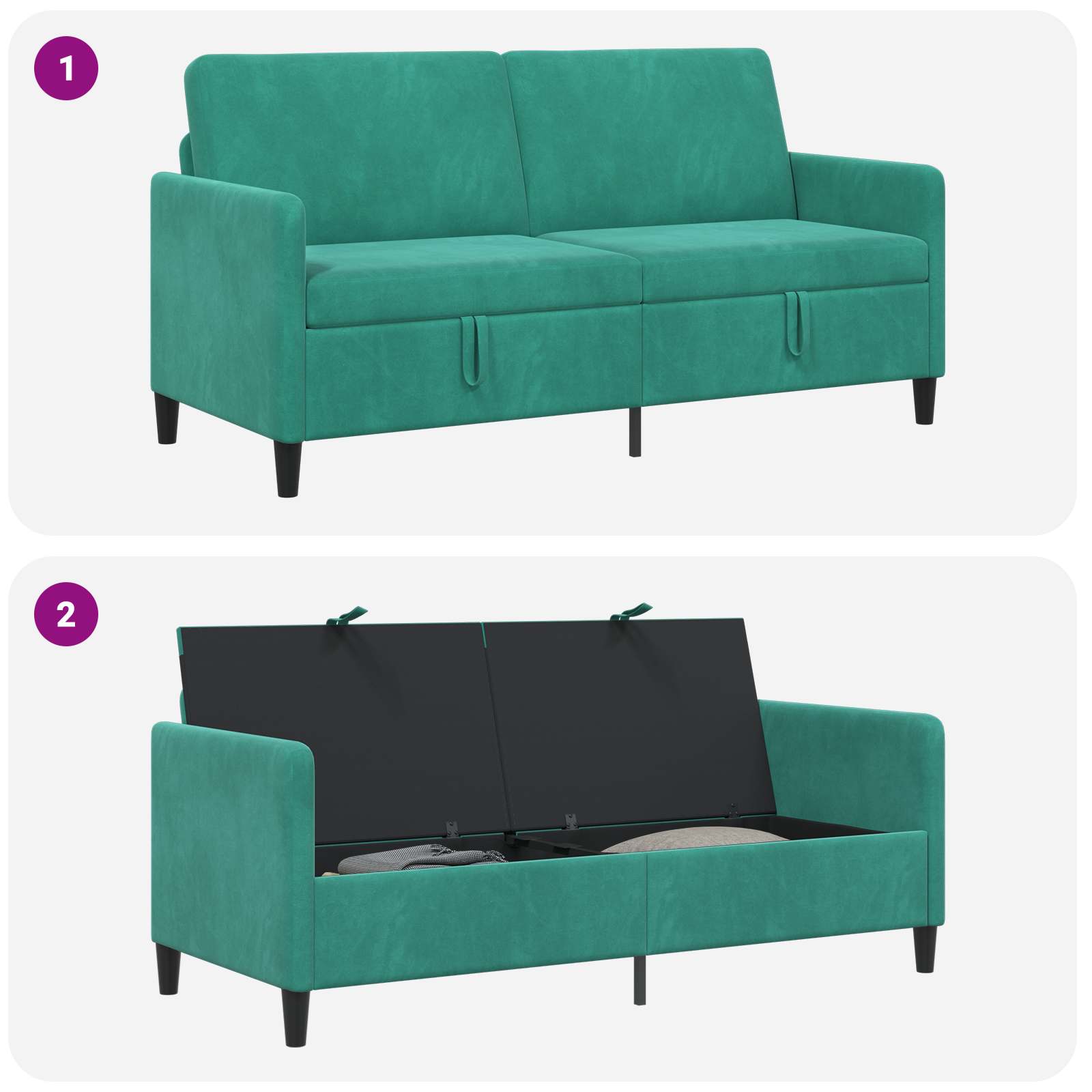 Divano con Storage Turchese 172 x 78 x 87 cm Poliestere | homemem39