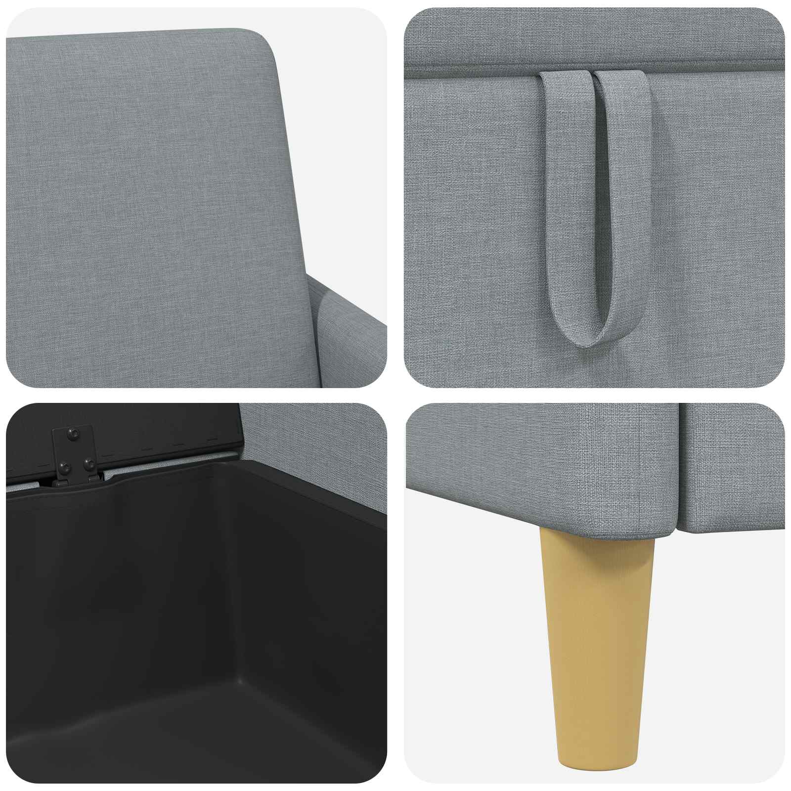 Divano con Storage Grigio Chiaro 192 x 78 x 87 cm Poliestere | homemem39