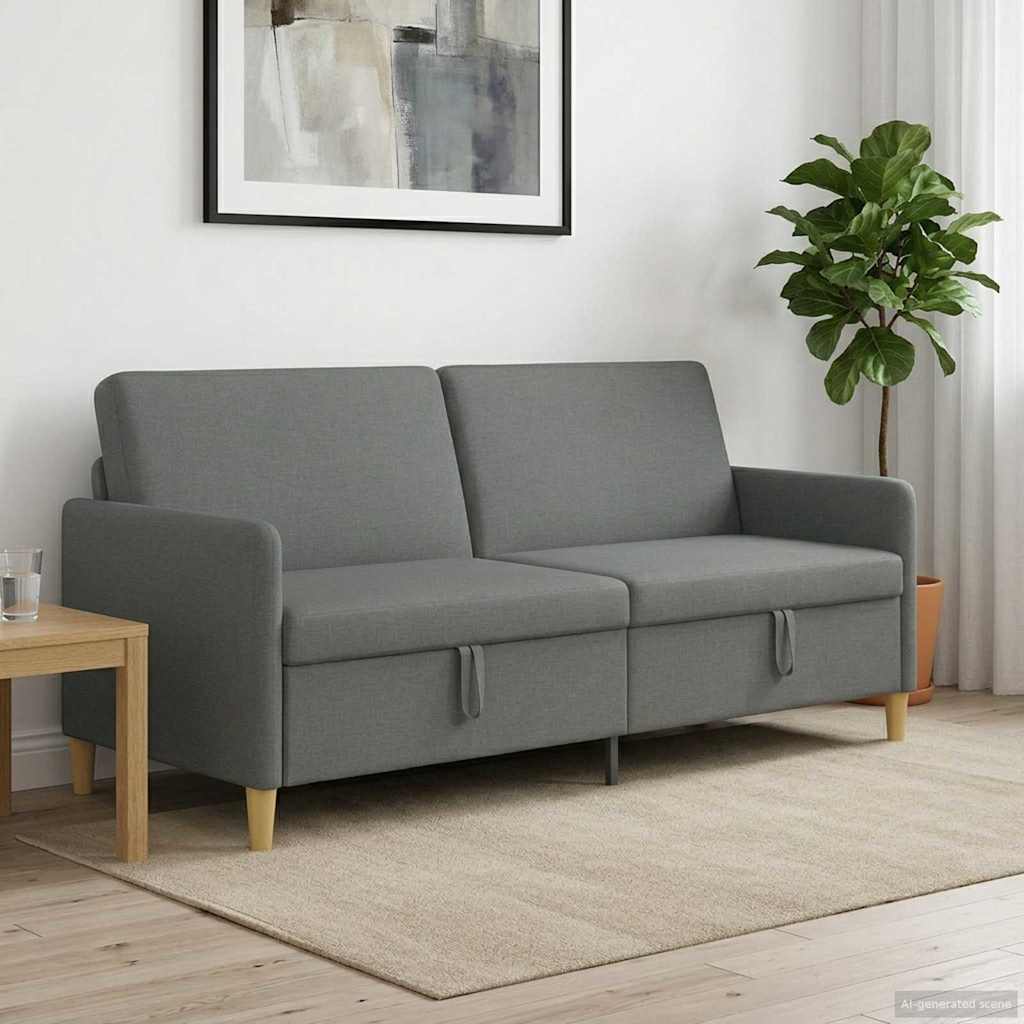 Divano con Storage Grigio Scuro 192 x 78 x 87 cm Poliestere | homemem39