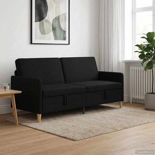 Divano con Storage Nero 192 x 78 x 87 cm Poliestere | homemem39