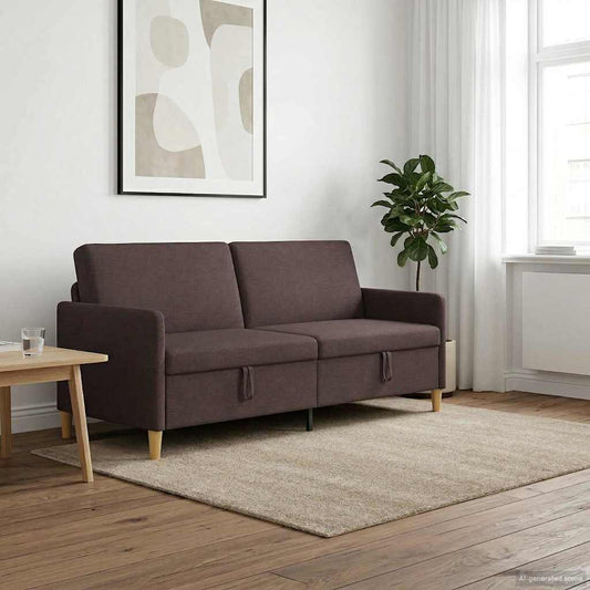 Divano con Storage Marrone Scuro 192 x 78 x 87 cm Poliestere