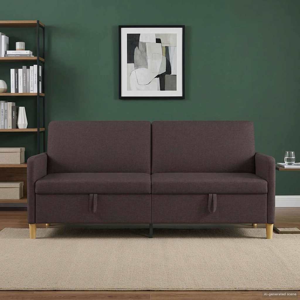 Divano con Storage Marrone Scuro 192 x 78 x 87 cm Poliestere | homemem39