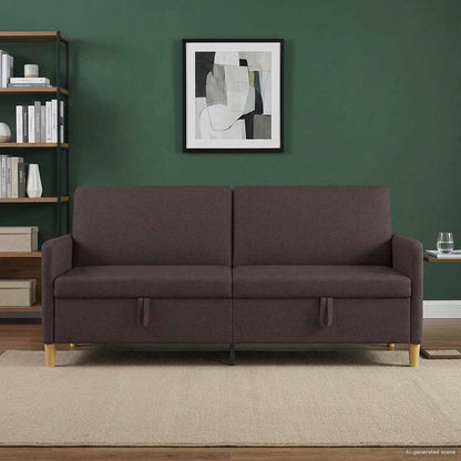 Divano con Storage Marrone Scuro 192 x 78 x 87 cm Poliestere | homemem39