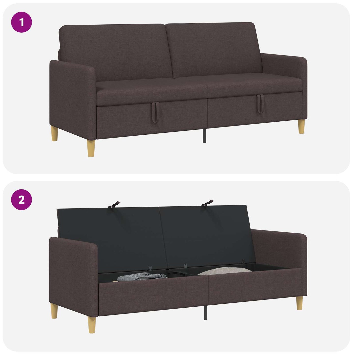 Divano con Storage Marrone Scuro 192 x 78 x 87 cm Poliestere | homemem39