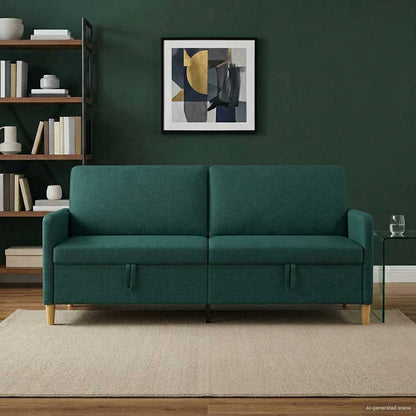 Divano con Storage Verde Scuro 192 x 78 x 87 cm Poliestere | homemem39