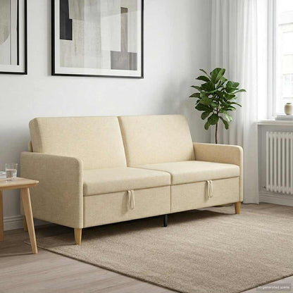 Divano con Storage Crema 192 x 78 x 87 cm Poliestere | homemem39