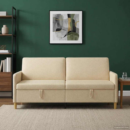 Divano con Storage Crema 192 x 78 x 87 cm Poliestere | homemem39
