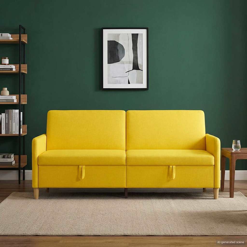 Divano con Storage Giallo Chiaro 192 x 78 x 87 cm Poliestere | homemem39