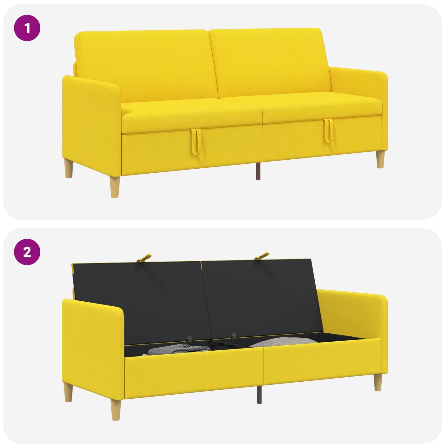 Divano con Storage Giallo Chiaro 192 x 78 x 87 cm Poliestere | homemem39