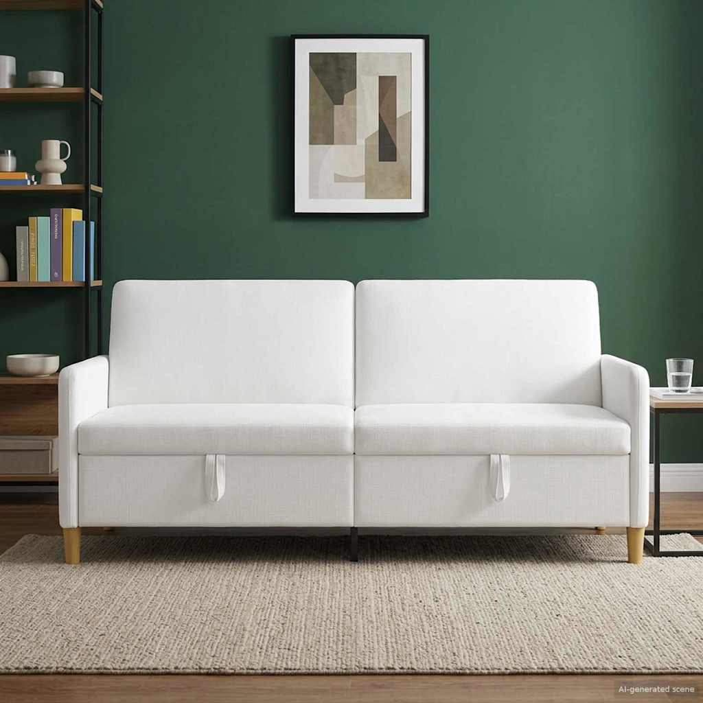 Divano con Storage Bianco 192 x 78 x 87 cm Poliestere | homemem39