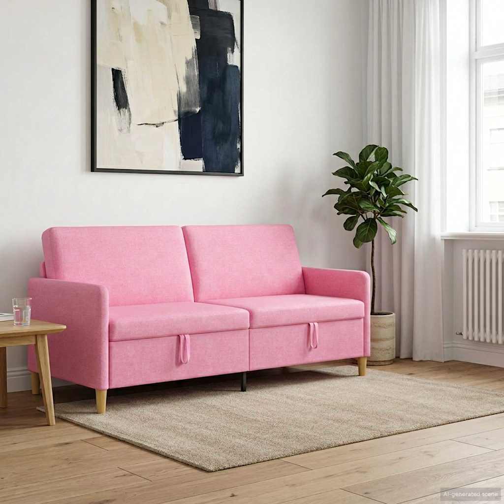 Divano con Storage Rosa 192 x 78 x 87 cm Poliestere