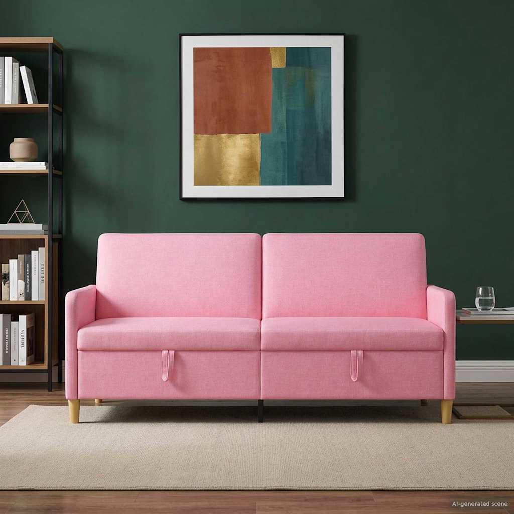 Divano con Storage Rosa 192 x 78 x 87 cm Poliestere