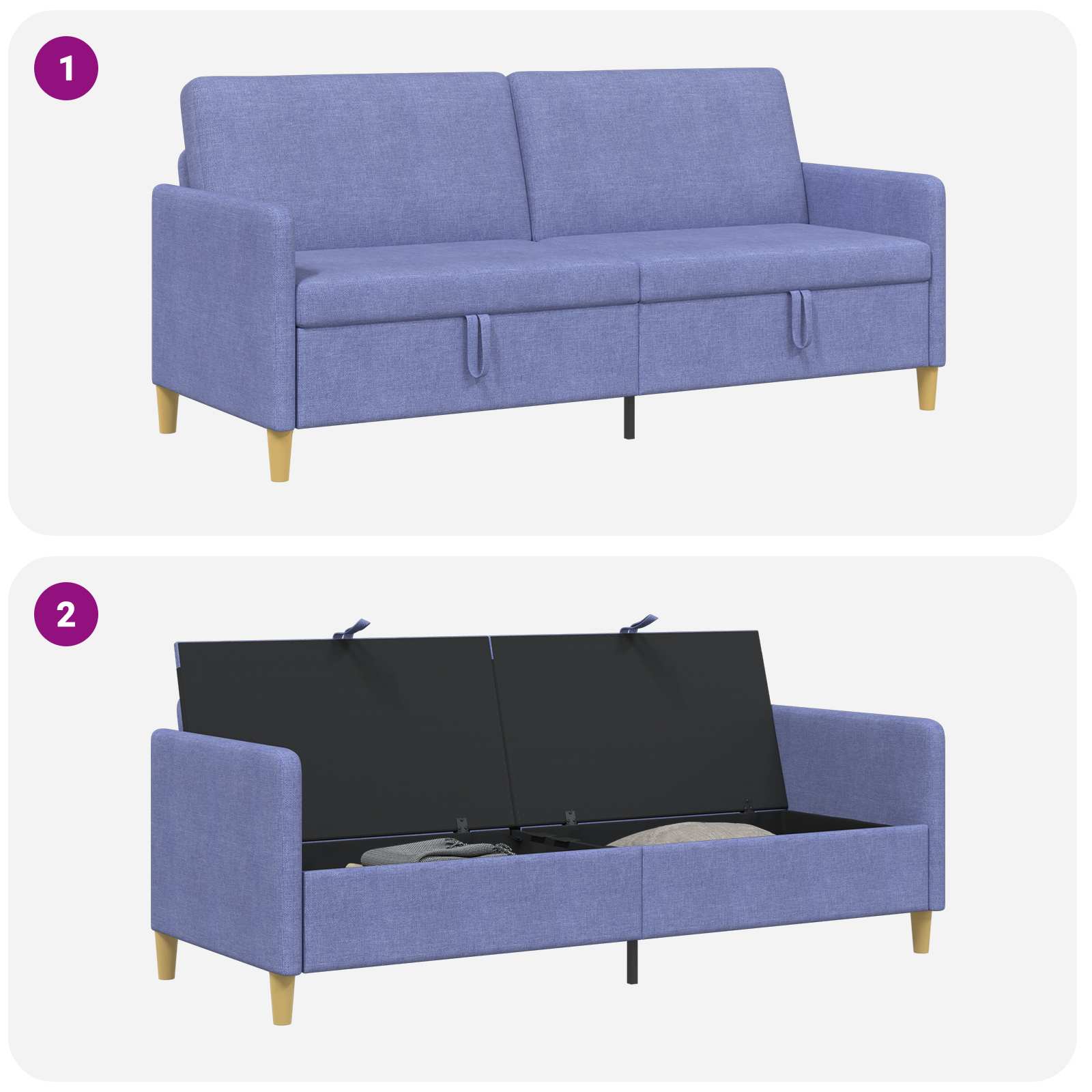 Divano con Storage Blu jeans 192 x 78 x 87 cm Poliestere | homemem39