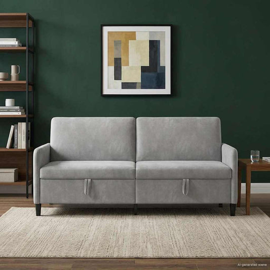 Divano con Storage Grigio Chiaro 192 x 78 x 87 cm Poliestere