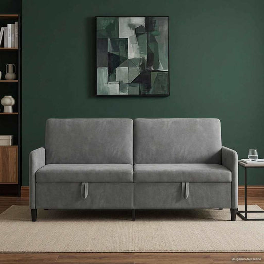 Divano con Storage Grigio Scuro 192 x 78 x 87 cm Poliestere | homemem39