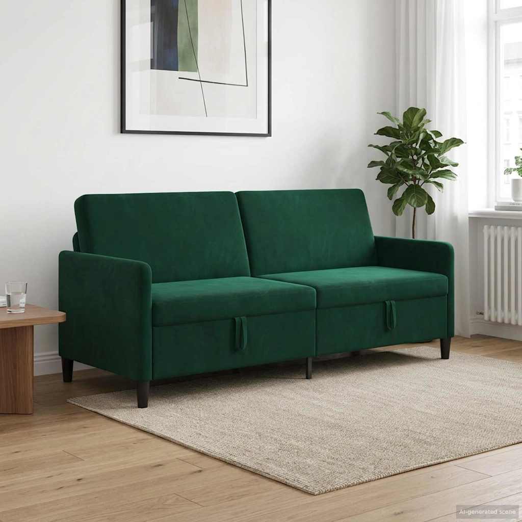Divano con Storage Verde Scuro 192 x 78 x 87 cm Poliestere | homemem39