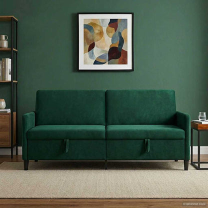 Divano con Storage Verde Scuro 192 x 78 x 87 cm Poliestere | homemem39