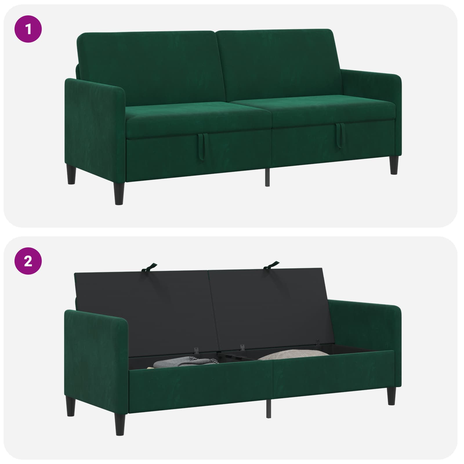 Divano con Storage Verde Scuro 192 x 78 x 87 cm Poliestere | homemem39
