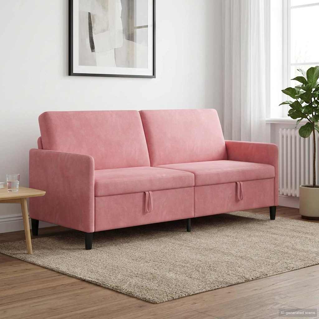 Divano con Storage Rosa 192 x 78 x 87 cm Poliestere | homemem39