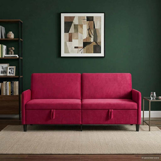 Divano con Storage Rosso Vino 192 x 78 x 87 cm Poliestere | homemem39