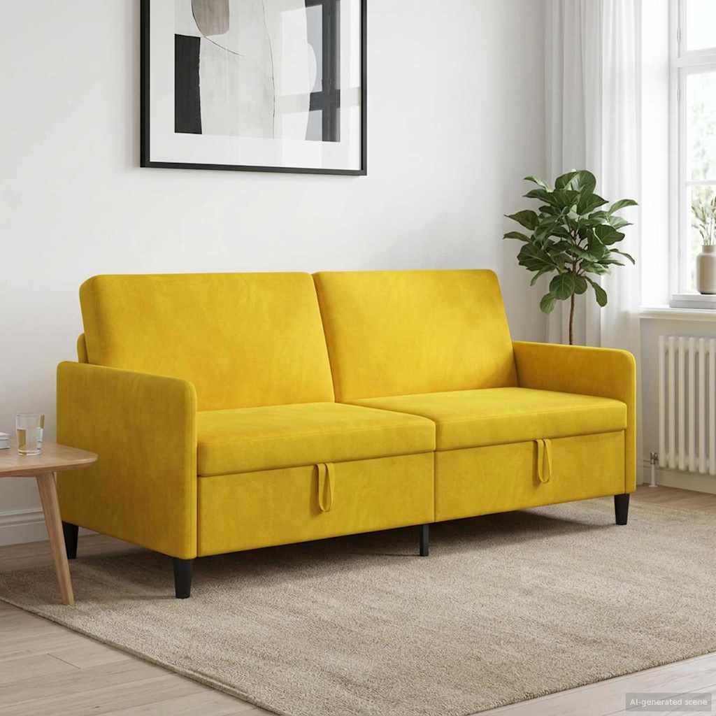 Divano con Storage Giallo 192 x 78 x 87 cm Poliestere | homemem39