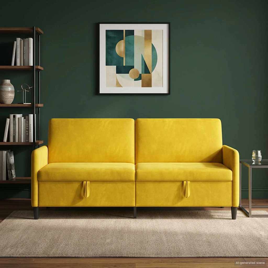 Divano con Storage Giallo 192 x 78 x 87 cm Poliestere | homemem39