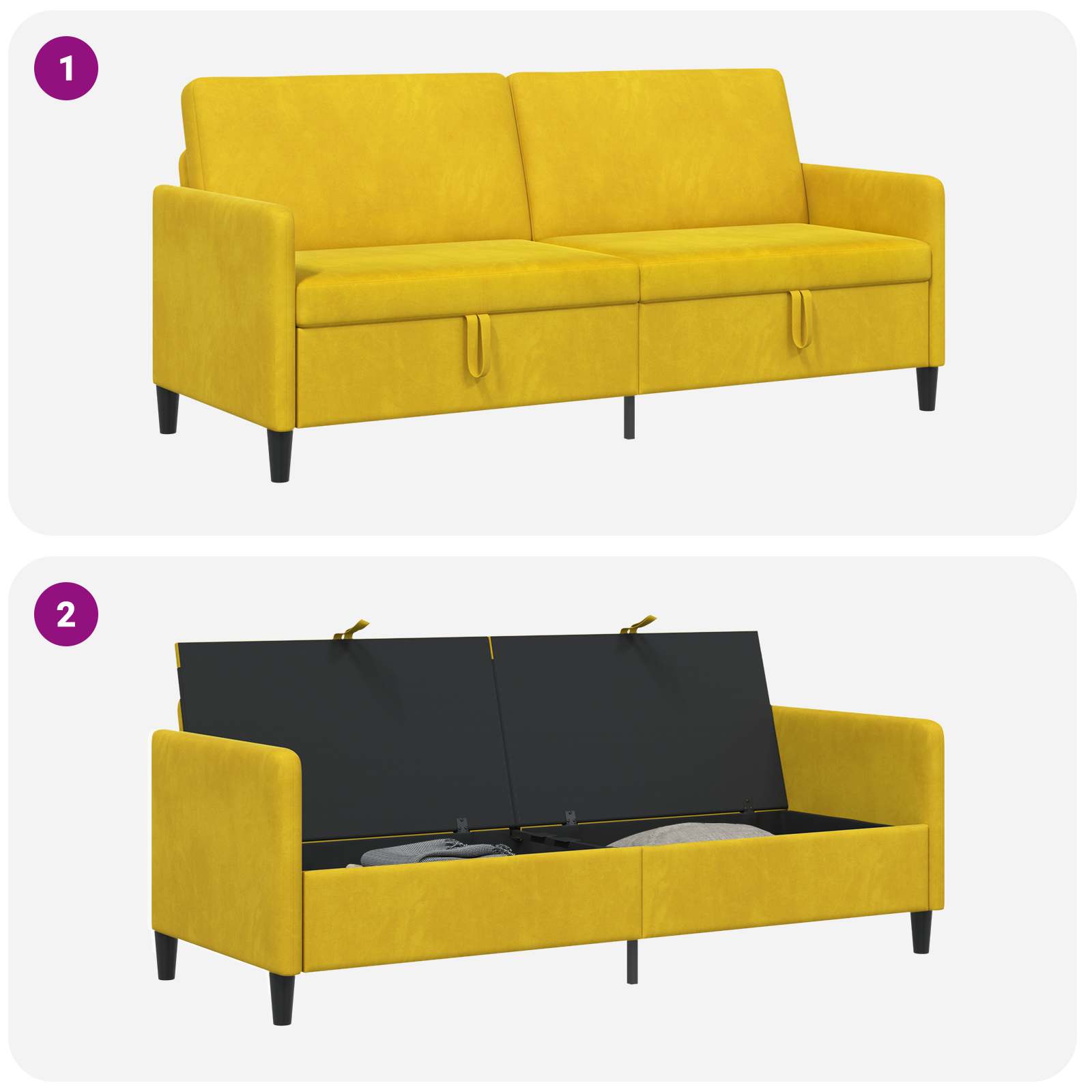 Divano con Storage Giallo 192 x 78 x 87 cm Poliestere | homemem39