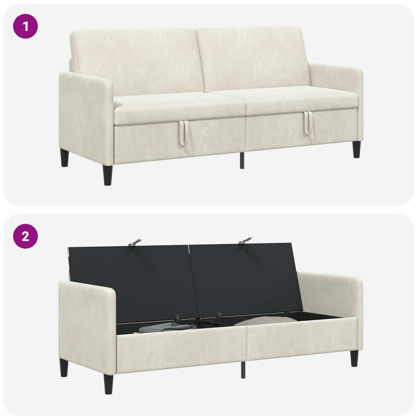 Divano con Storage Crema 192 x 78 x 87 cm Poliestere | homemem39