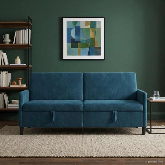 Divano con Storage Blu 192 x 78 x 87 cm Poliestere