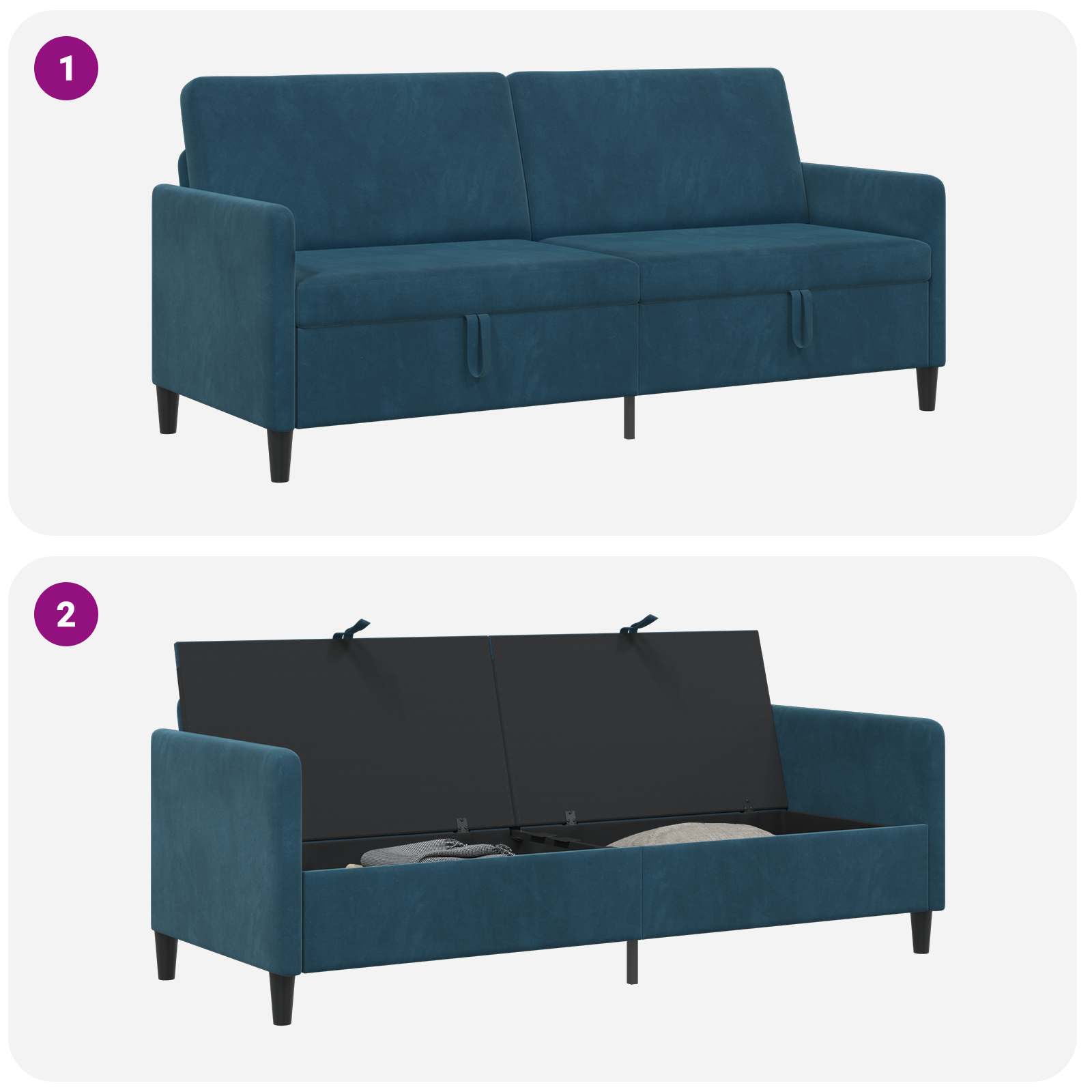Divano con Storage Blu 192 x 78 x 87 cm Poliestere | homemem39