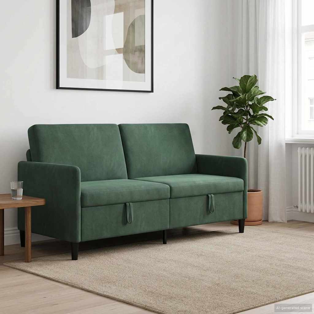 Divano con Storage Verde Mare 192 x 78 x 87 cm Poliestere | homemem39