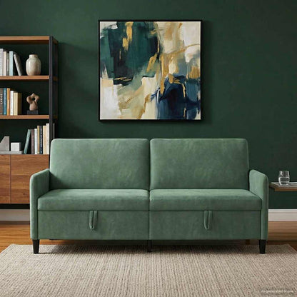 Divano con Storage Verde Mare 192 x 78 x 87 cm Poliestere | homemem39