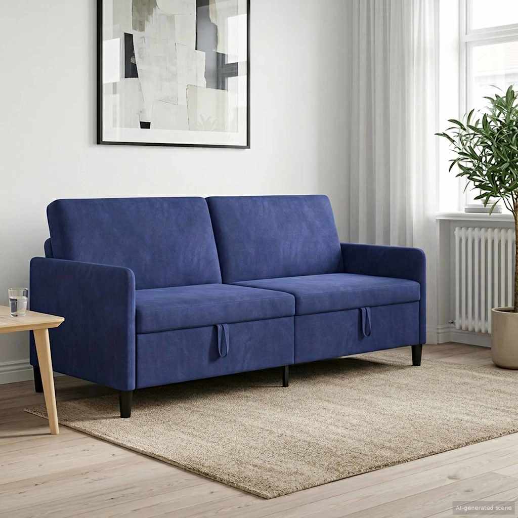 Divano con Storage Blu Polizia 192 x 78 x 87 cm Poliestere | homemem39